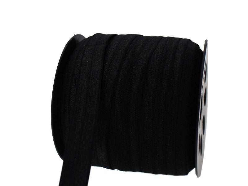 JESEP Black Fold Over Elastic 5/8 inch 40Yards Solid Stretchy FOE Band Trim for Sewing Elastic Fabric Ribbon for Crafts-Headband Making-Hair Ties(1.5CM) - Image 2